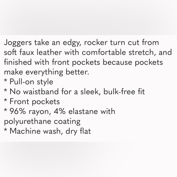 Spanx Faux Leather Jogger Pants Black High Rise Elastic Waist Women’s Sz Medium - Picture 7 of 7